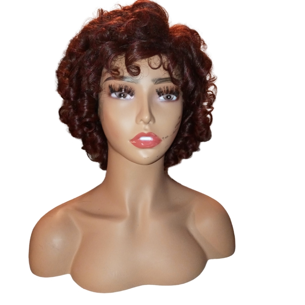 Espresso | Very Deep Red, Curly Bob, Human Hair Wig, wigs | via Instant Detailz